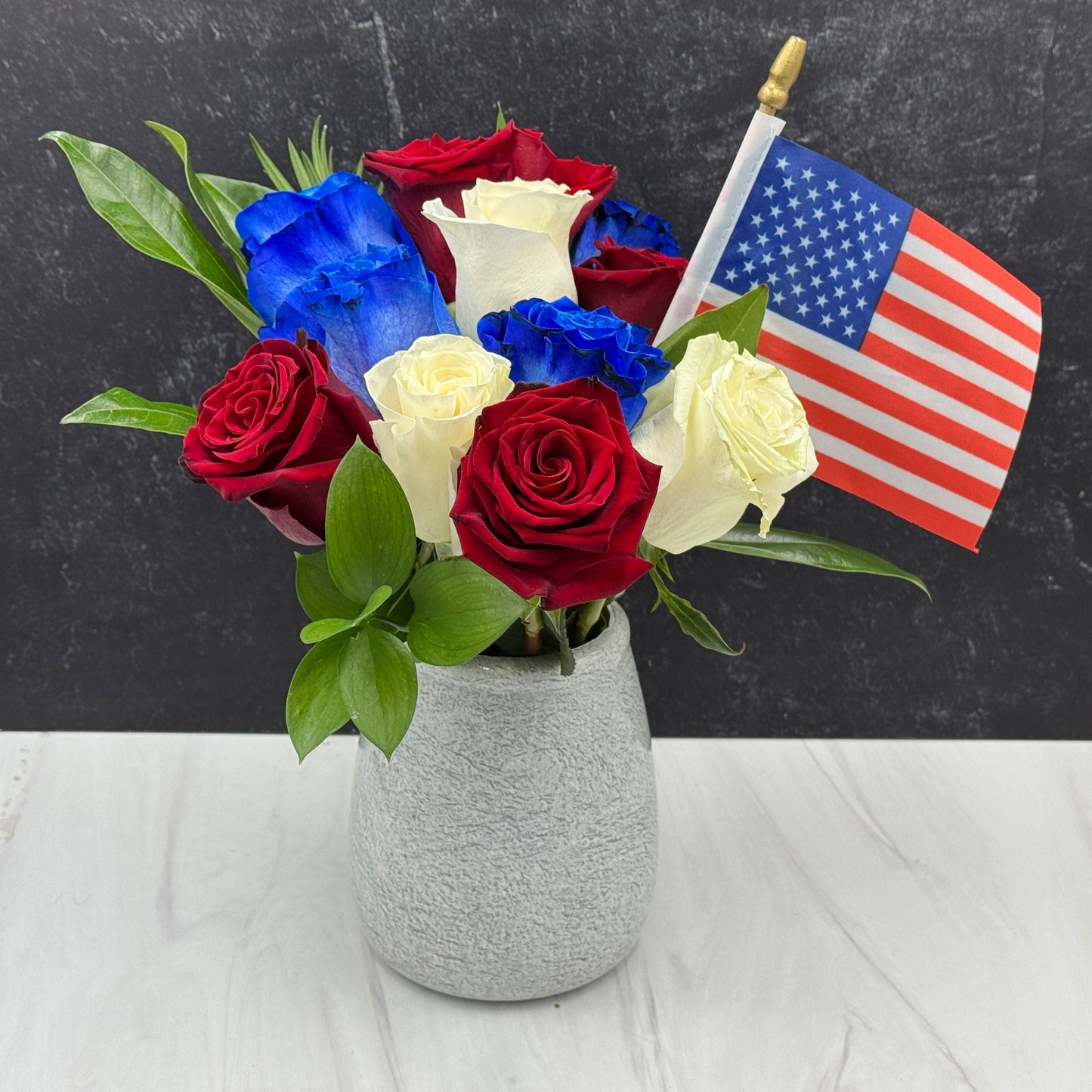 Stars & Stripes Rose Arrangements with EazyVase — Box of 6