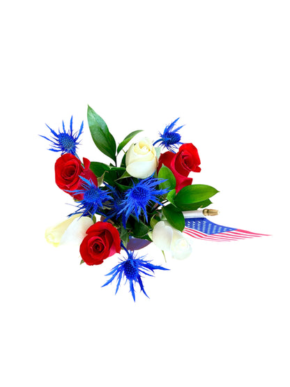 Patriotic Rose Arrangements with Non-Spill EazyVase — Box of 6