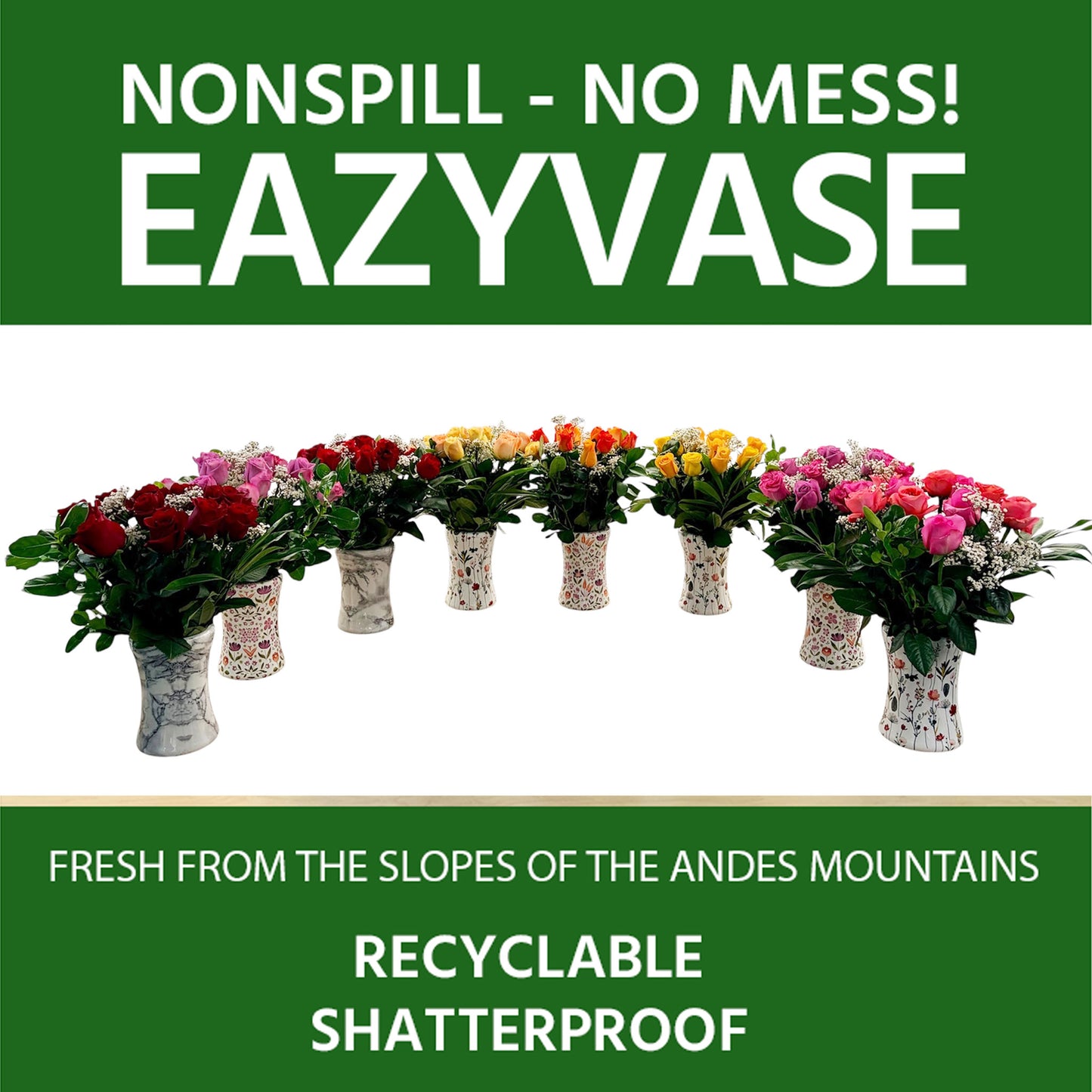 Event & Banquet Rose Arrangements with Large Non-Spill EazyVases (Box of 8)