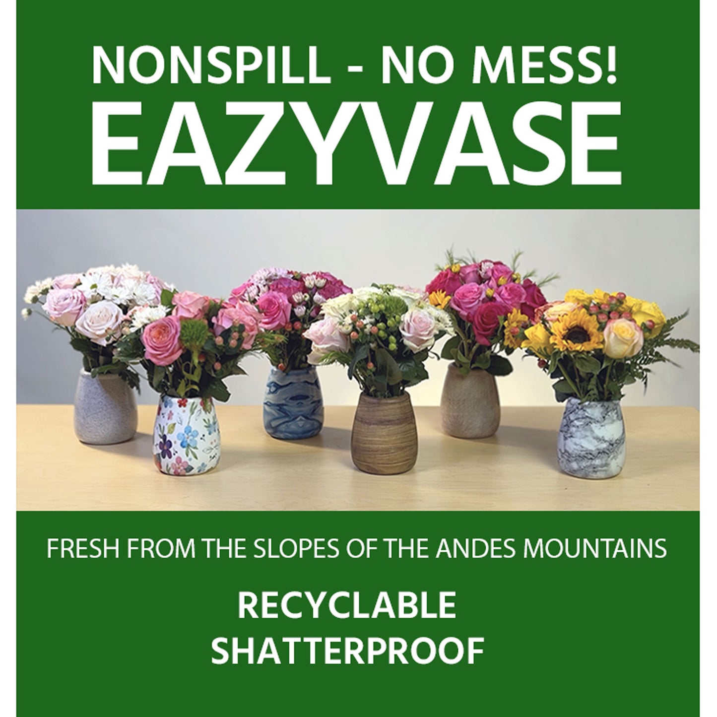 Assorted Spring Rose Arrangements with Non-Spill EazyVases (Box of 6)